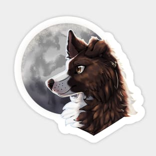 Brindle Border Collie with Night Sky Full Moon Sticker